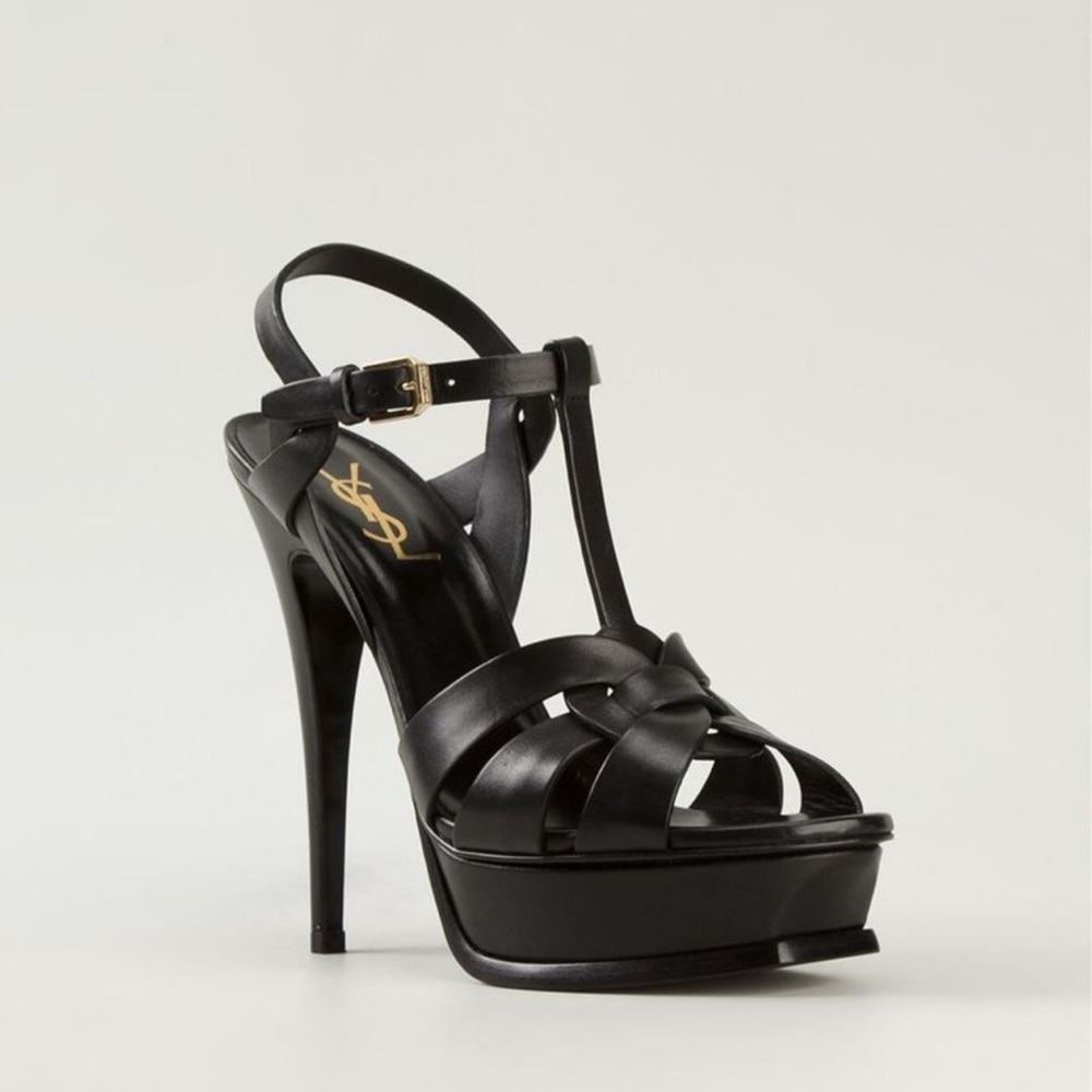 YSL BLACK LEATHER HEELS